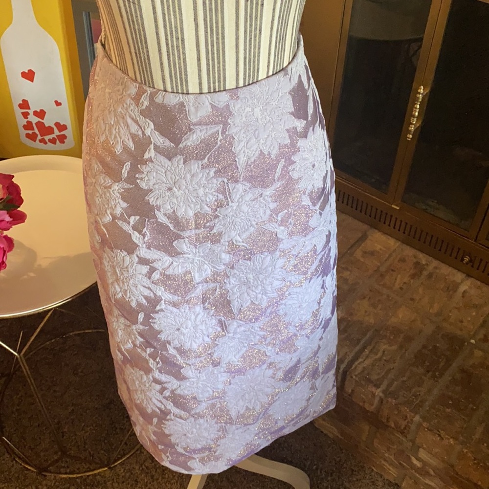 Ashro Purple Pencil Skirt Splashes of Gold Thread